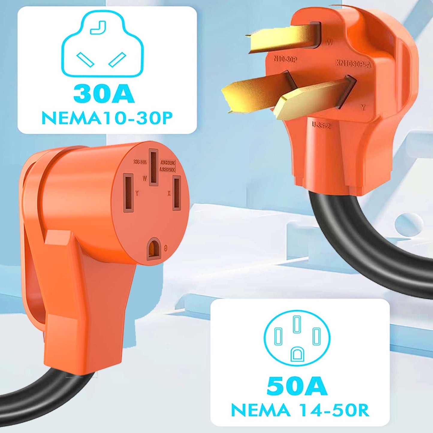 ZEMIRO CHARGE NEMA 10-30P to 14-50R EV Charger Adapter Cord, UL Listed 30 AMP Dryer to 50 AMP EV Conversion Adapter, for Level 2 EV Charging Compatible With Tesla