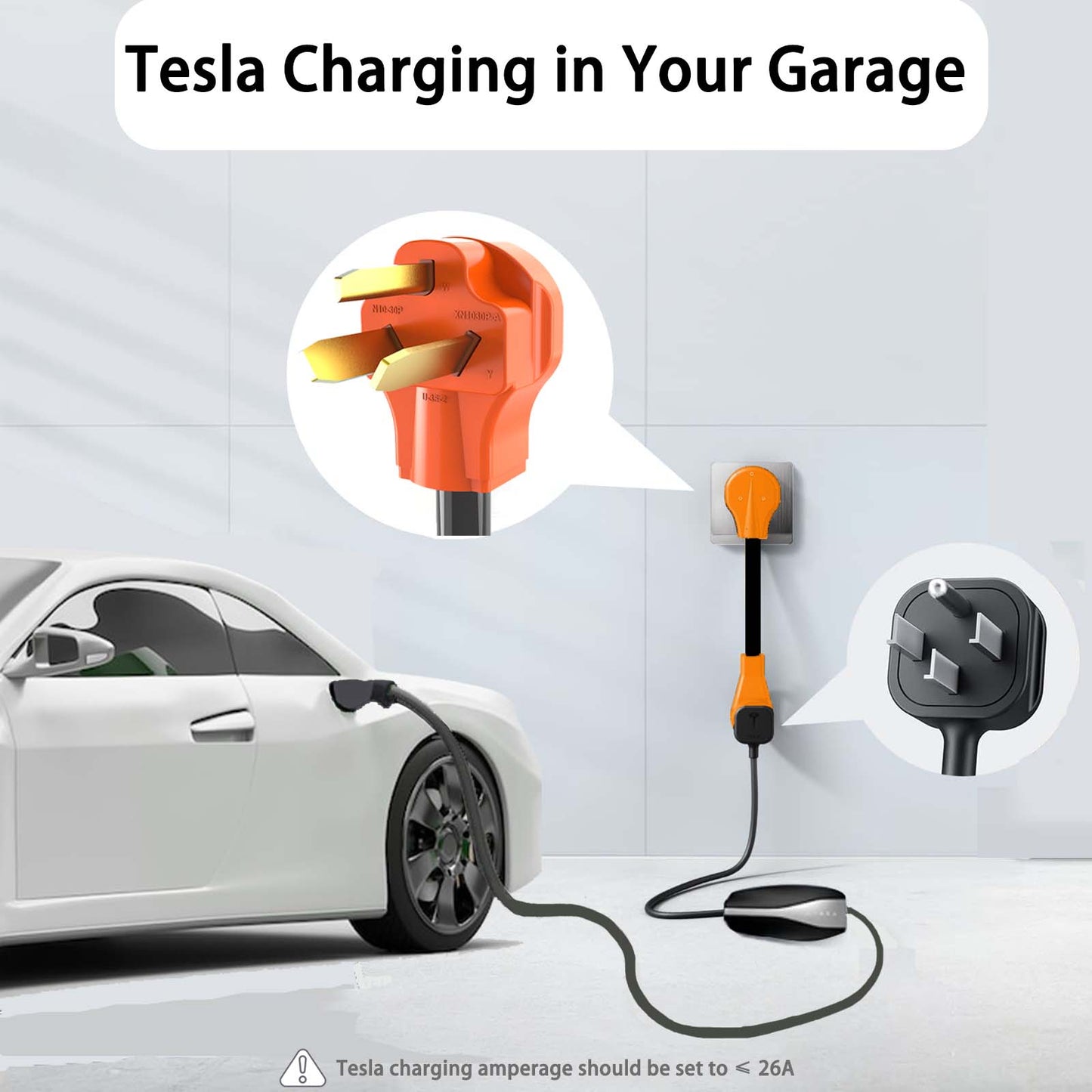 ZEMIRO CHARGE NEMA 10-30P to 14-50R EV Charger Adapter Cord, UL Listed 30 AMP Dryer to 50 AMP EV Conversion Adapter, for Level 2 EV Charging Compatible With Tesla
