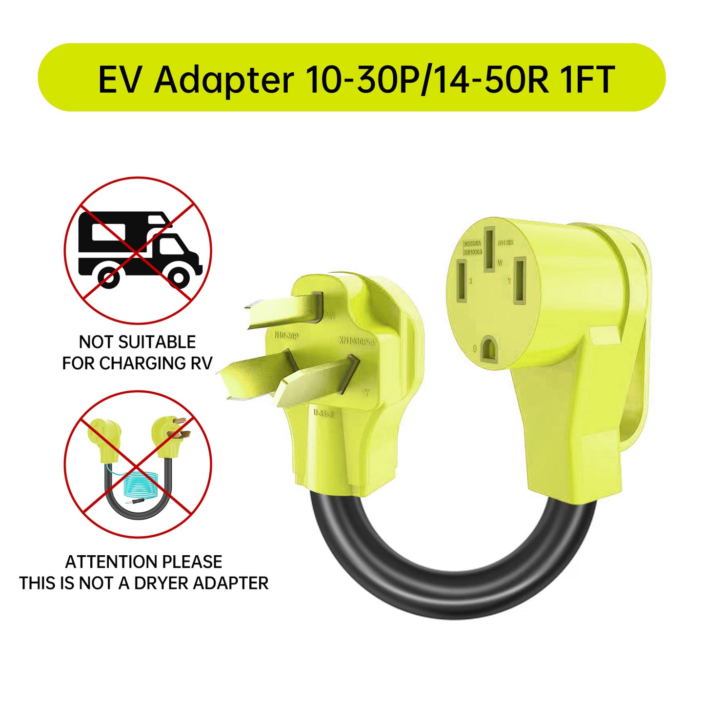 ZEMIRO CHARGE NEMA 10-30P to 14-50R EV Charger Adapter Cord, UL Listed 30 AMP Dryer to 50 AMP EV Conversion Adapter, for Level 2 EV Charging Compatible With Tesla