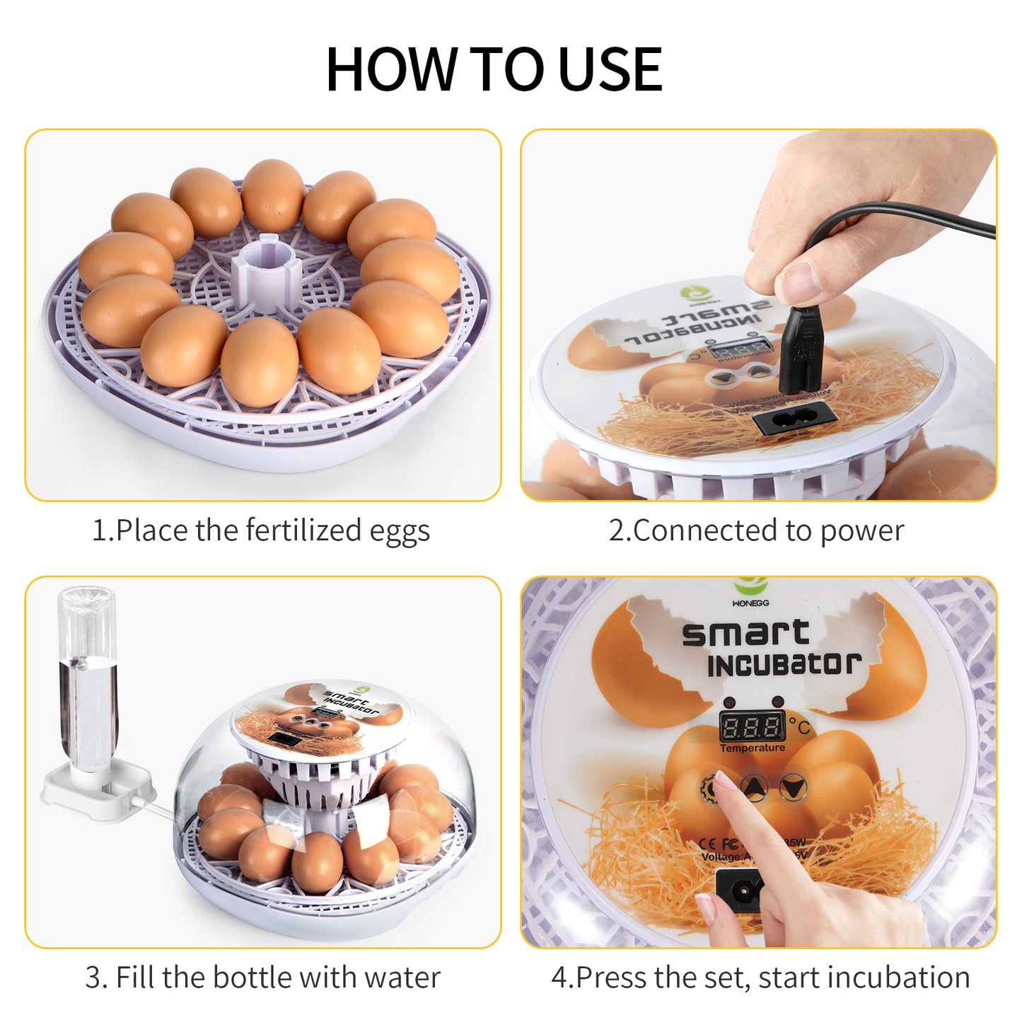 ZEMIRO CHARGE 12 Eggs Incubator for Hatching Eggs with Automatic Egg Turner, Temperature Control, Automatic Water Adding for Hatching Chicken, Goose, Duck, Quail, Pigeon, and Turkeys
