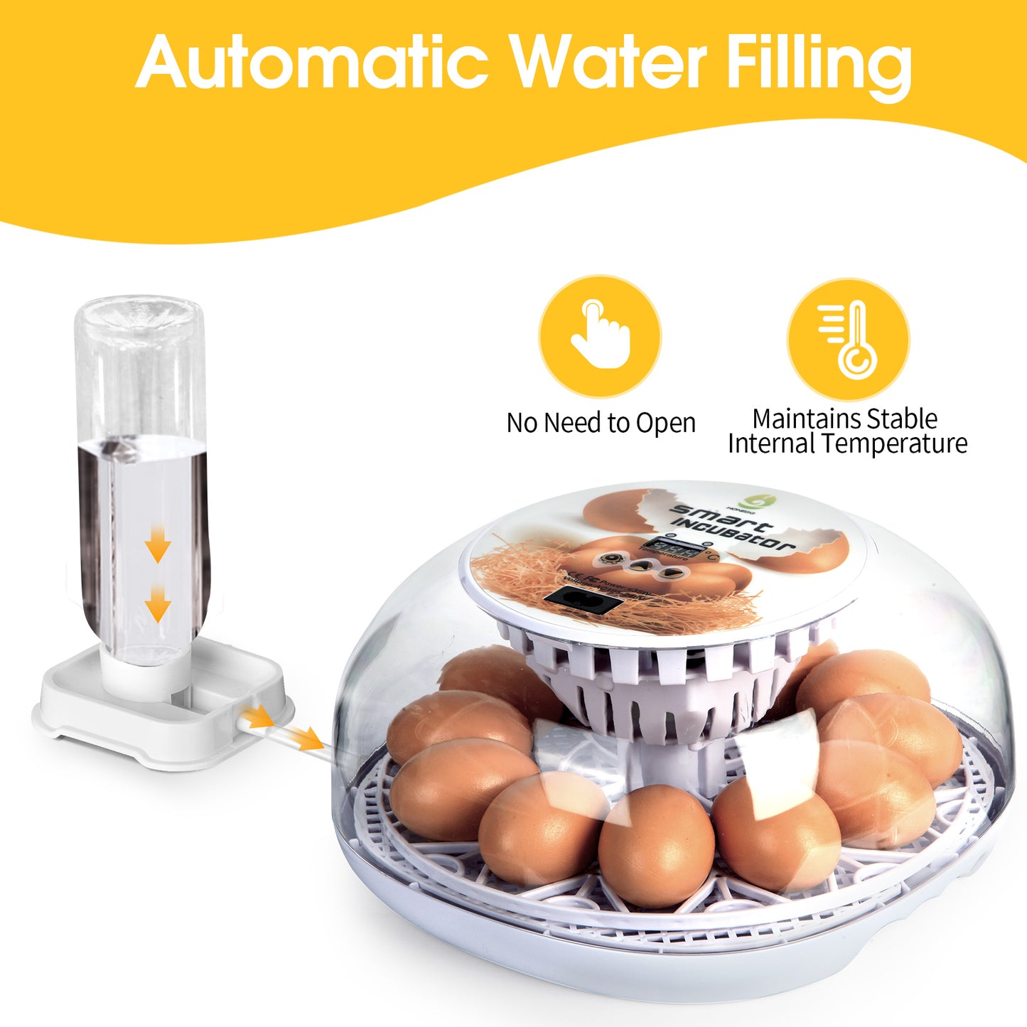 ZEMIRO CHARGE 12 Eggs Incubator for Hatching Eggs with Automatic Egg Turner, Temperature Control, Automatic Water Adding for Hatching Chicken, Goose, Duck, Quail, Pigeon, and Turkeys
