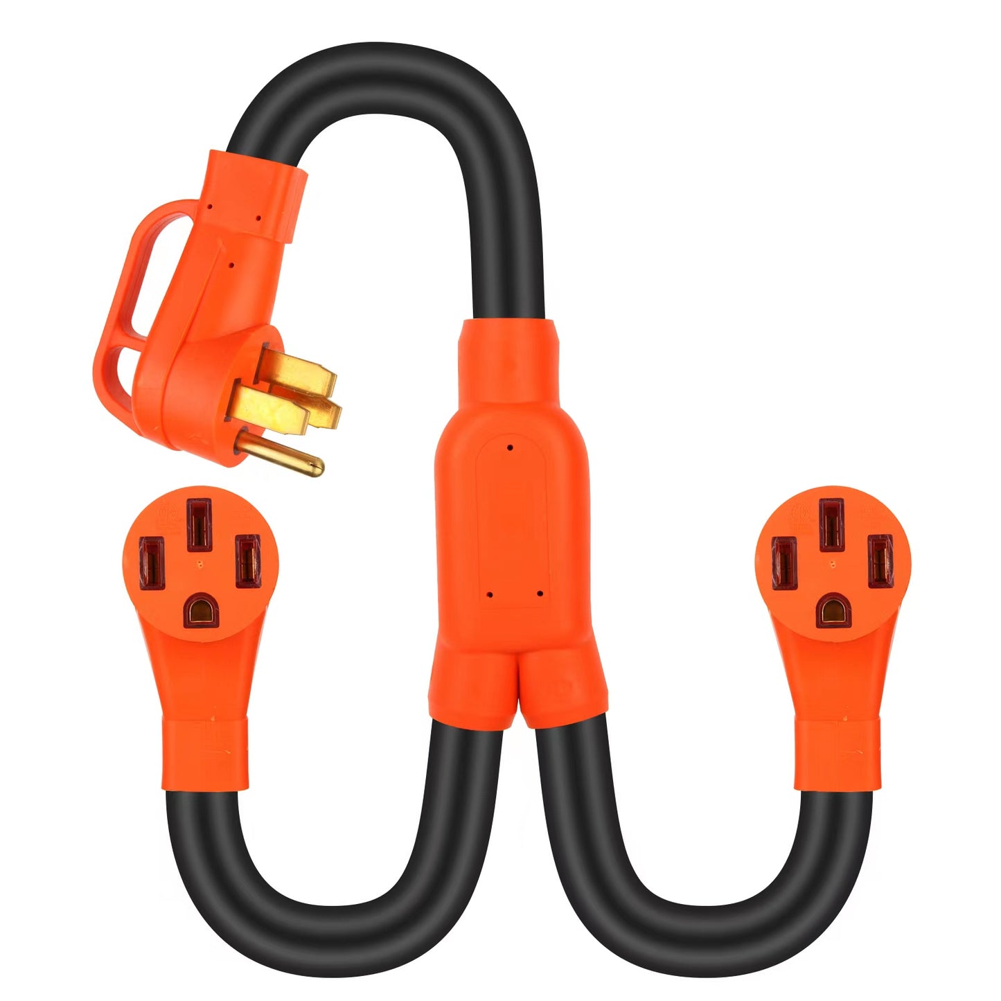 ZEMIRO CHARGE NEMA 14-50 Y Splitter Adapter Cord for RV and EV, 4-Prong 250-Volt, NEMA 14-50P to x2 NEMA 14-50R, 6/3, 8/1 STW AWG Gauge-Auto/RV/EV/Tesla Model 3/S/X/Y-3 Feet