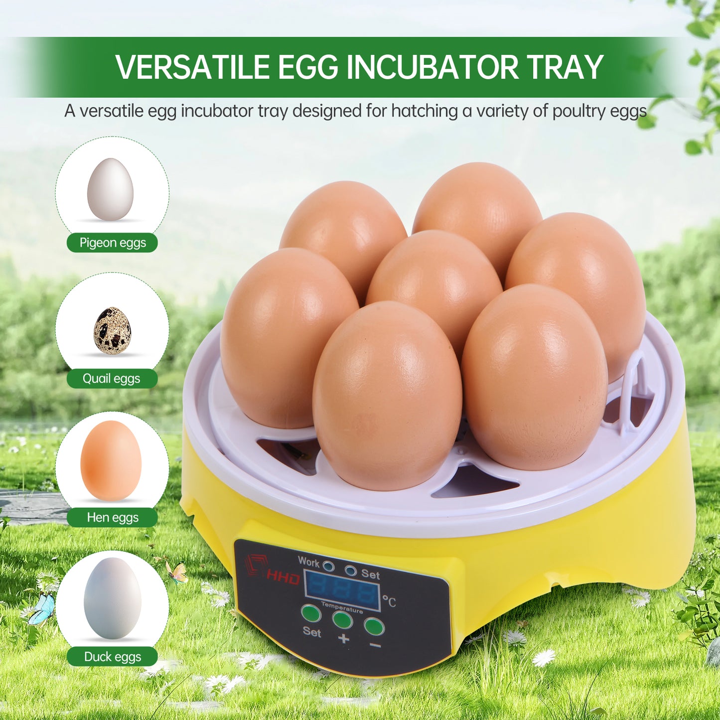 ZEMIRO CHARGE 7-Egg Incubator 360° View Poultry Incubator with Manual Temperature Control for Hatching Chicken, Duck, Goose, Parrot, and Quail Eggs
