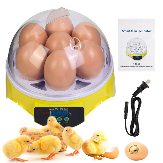 ZEMIRO CHARGE 7-Egg Incubator 360° View Poultry Incubator with Manual Temperature Control for Hatching Chicken, Duck, Goose, Parrot, and Quail Eggs