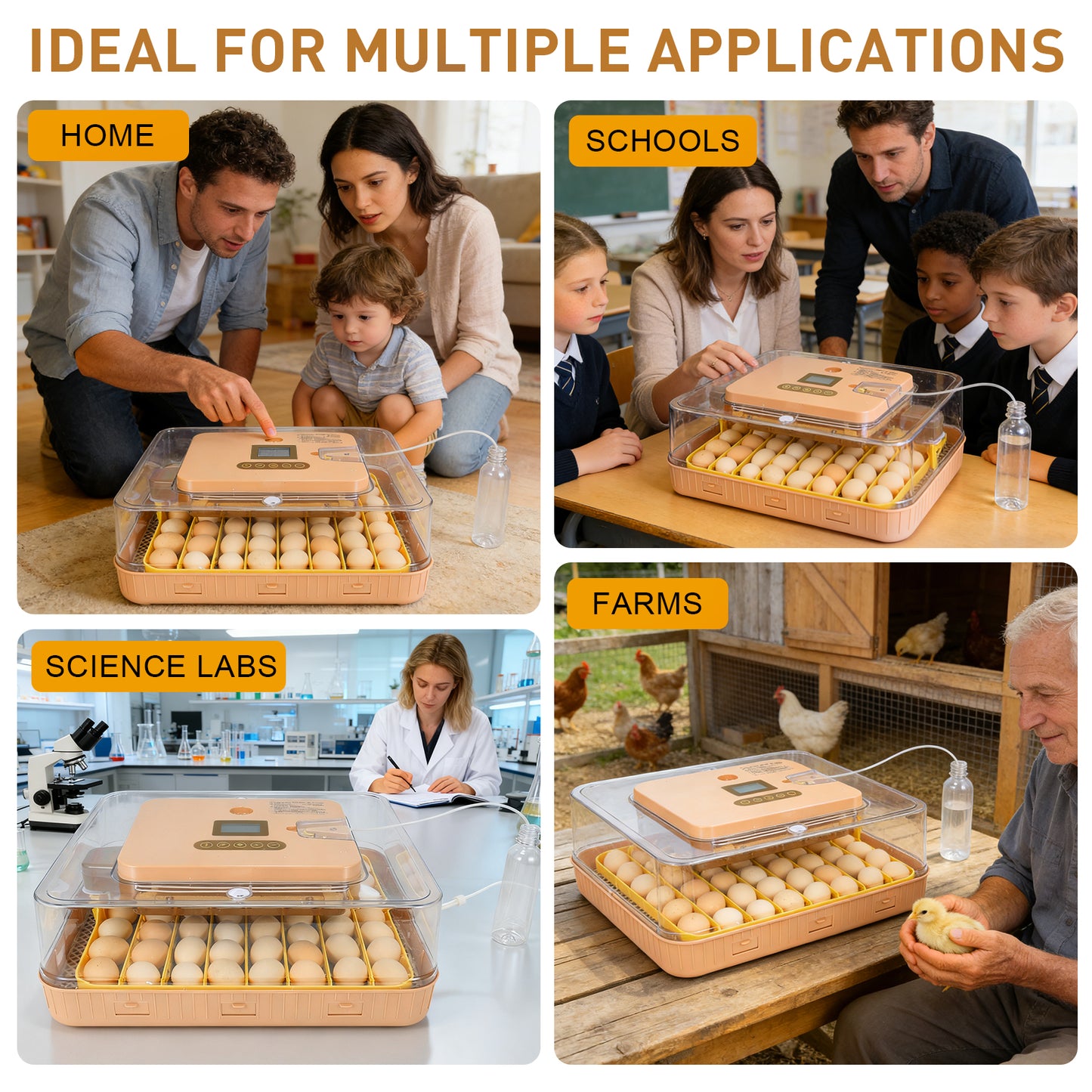 ZEMIRO CHARGE Automatic 56-Egg Incubator for Breeders, Sensor-Based Precise Humidity+Temp Control, Chick Separator, Adjustable Egg Spacing, Custom-Interval Auto Turn+Auto Stop,Preset Incubation Days