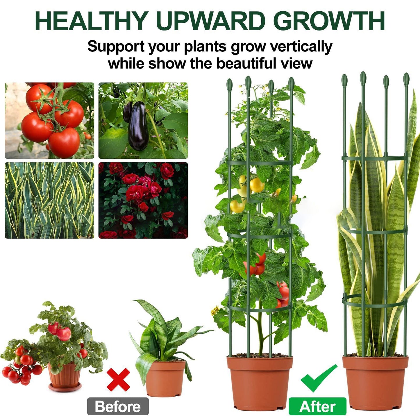 ZEMIRO CHARGE 2-Pack Tomato Cage Garden Plant Support - Up to 55 inches, Tomato Trellis for Potted Plants, Tomato Cage Plant Stakes for Climbing Vegetables, Flowers