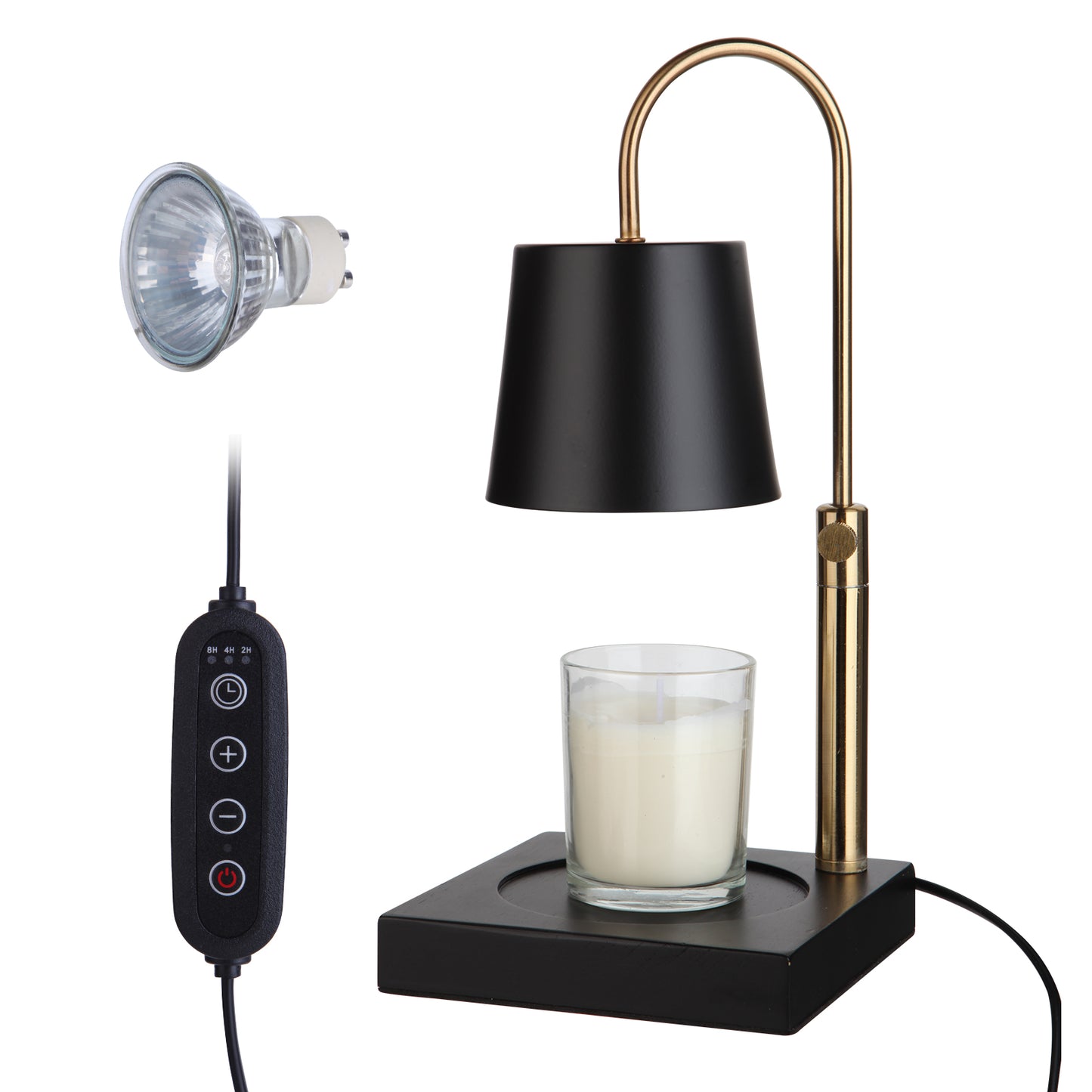 ZEMIRO CHARGE Candle Warmer Lamp Timer/Dimmer, Adjustable Height, Wood Base Electric Top Down Melting Wax Melter for Jar Candles, Home Decor Gift (2 x GU10 Bulbs Included)