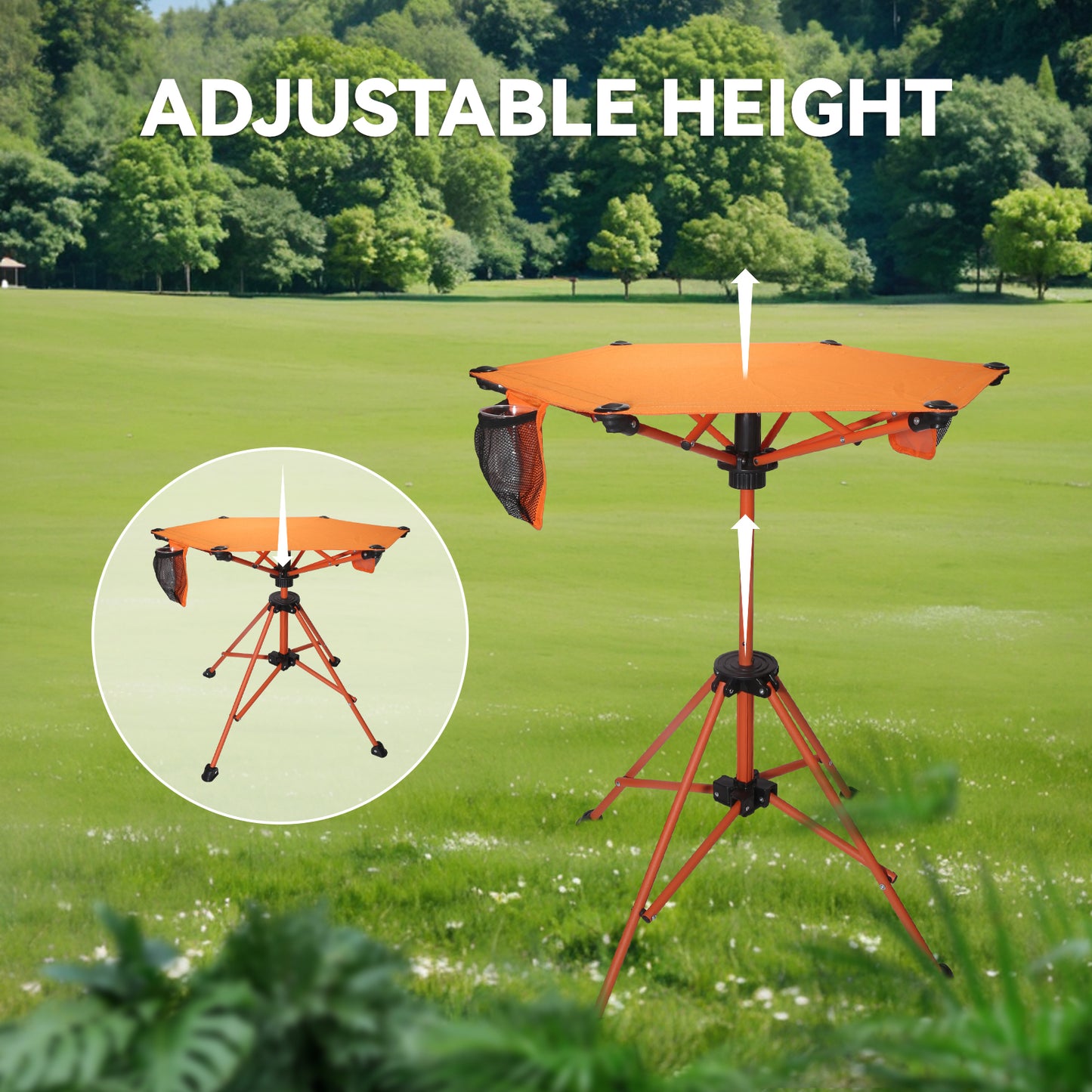 ZEMIRO CHARGE Portable Folding Camping Picnic Table with Cup Holders & Carrying Bag – Collapsible Outdoor Table for BBQ, Fishing, and Travel