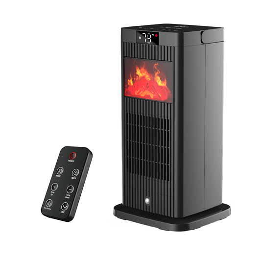 BJOP 2025 New Version Space Heater, ETL & UL Certified Portable Space Heaters with 3D Flame Effect 1500W Oscillating Electric PTC Ceramic Room Heater for Indoor Use, Bedroom, Office, Desk, Garage
