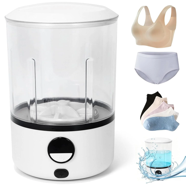 Portable Mini Washing Machine for Underwear & Baby Clothes, Compact, Lightweight Washer for Small Laundry, Apartments, Dorms, Hotels, Camping & Travel (White)