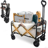 Heavy-Duty Utility Wagon Cart with Adjustable Handle, Lightweight & Foldable - Ideal for Grocery Shopping, Camping, Sports, Fishing, and More