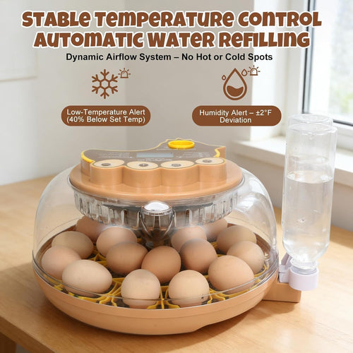 ZEMIRO  – Advanced 18-Egg Incubator for Enthusiasts with Balanced Automation, Stable Temperature, Adaptive Humidity & Full Monitoring