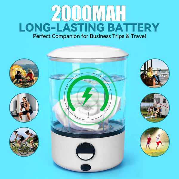 Portable Mini Washing Machine for Underwear & Baby Clothes, Compact, Lightweight Washer for Small Laundry, Apartments, Dorms, Hotels, Camping & Travel (White)