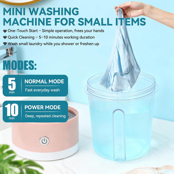 Portable Mini Washing Machine for Underwear & Baby Clothes, Compact, Lightweight Washer for Small Laundry, Apartments, Dorms, Hotels, Camping & Travel (1.2L)