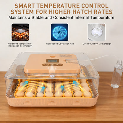 ZEMIRO CHARGE Automatic 56-Egg Incubator for Breeders, Sensor-Based Precise Humidity+Temp Control, Chick Separator, Adjustable Egg Spacing, Custom-Interval Auto Turn+Auto Stop,Preset Incubation Days