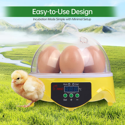 ZEMIRO CHARGE 7-Egg Incubator 360° View Poultry Incubator with Manual Temperature Control for Hatching Chicken, Duck, Goose, Parrot, and Quail Eggs