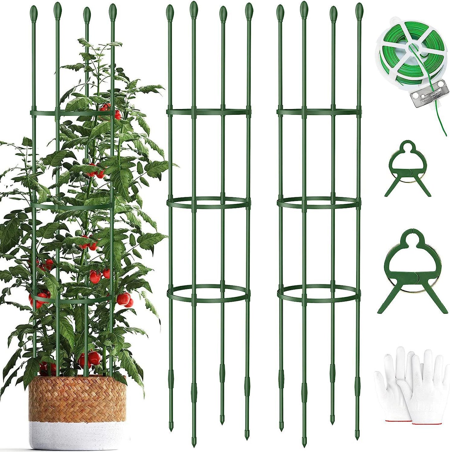 ZEMIRO CHARGE 2-Pack Tomato Cage Garden Plant Support - Up to 55 inches, Tomato Trellis for Potted Plants, Tomato Cage Plant Stakes for Climbing Vegetables, Flowers