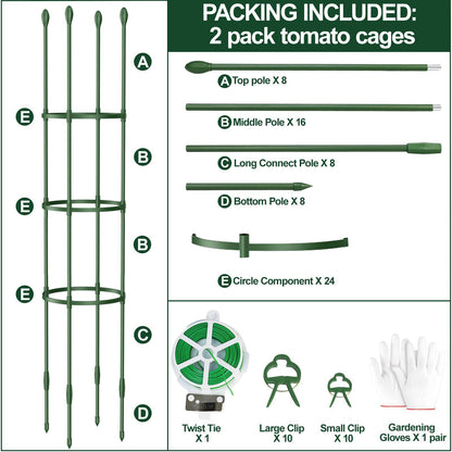 ZEMIRO CHARGE 2-Pack Tomato Cage Garden Plant Support - Up to 55 inches, Tomato Trellis for Potted Plants, Tomato Cage Plant Stakes for Climbing Vegetables, Flowers