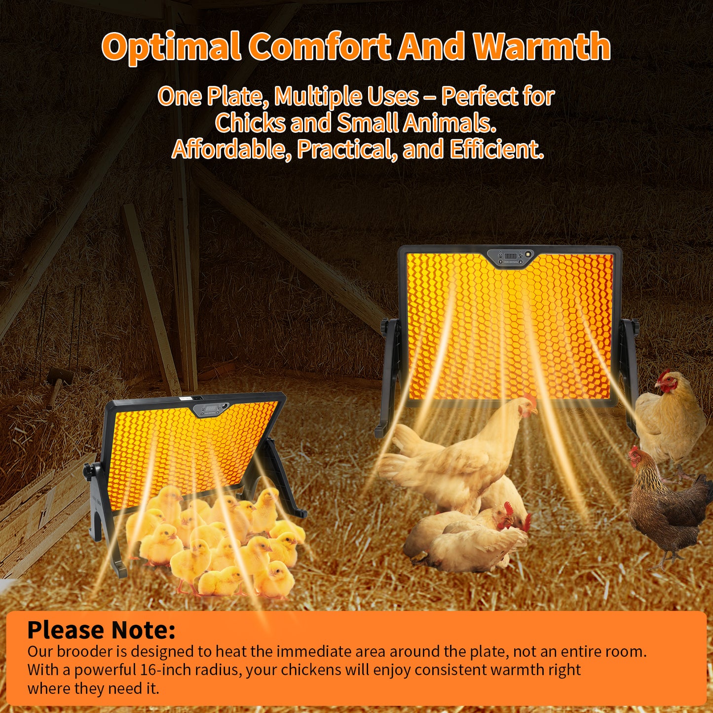 ZEMIRO CHARGE 180W Radiant Chicken Coop Heater Energy-Efficient Winter Heating, Safer Alternative to Brooder Lamps,Heater with 2 Heating Plates for Chick Kitten Puppy Pets Animals-Black