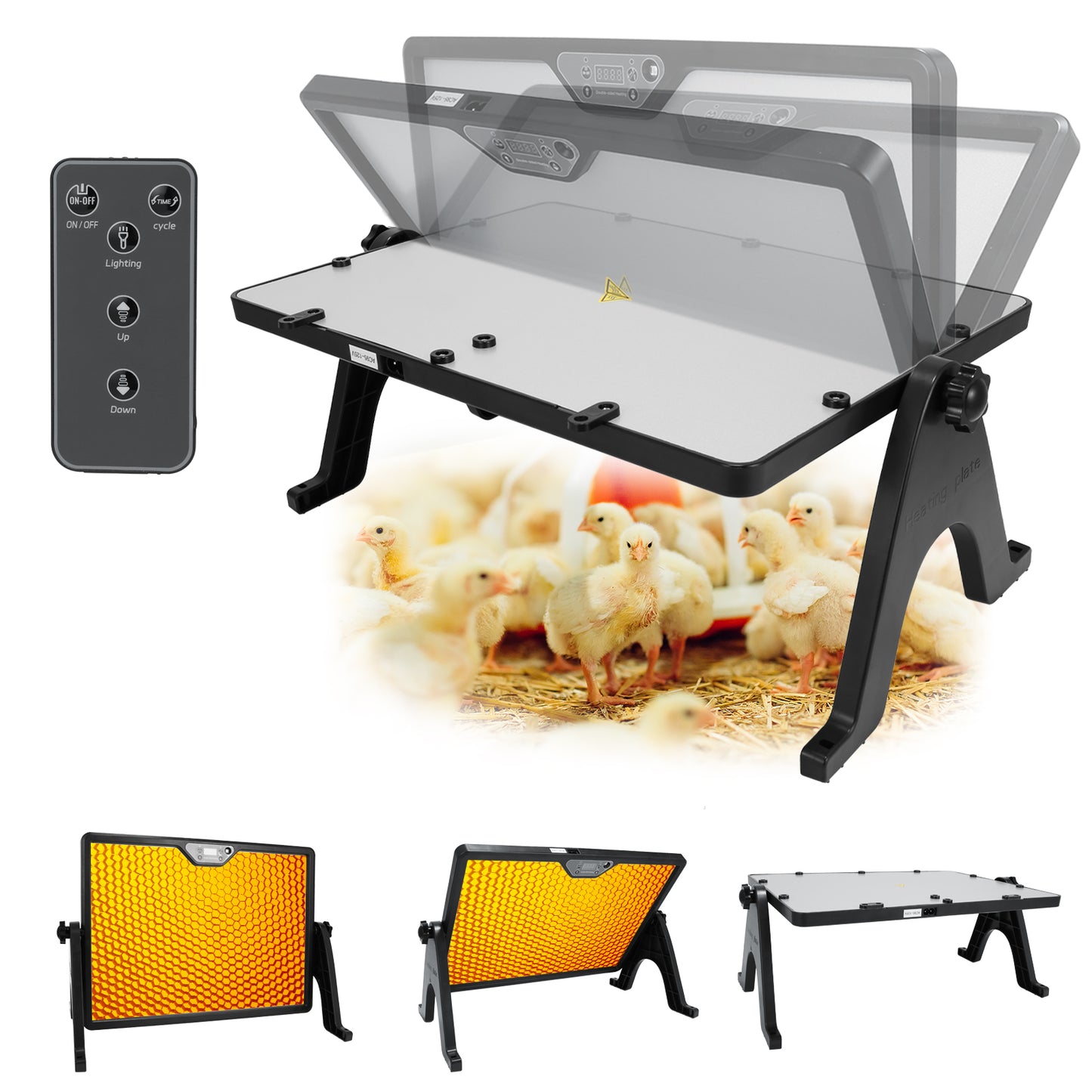 ZEMIRO CHARGE 180W Radiant Chicken Coop Heater Energy-Efficient Winter Heating, Safer Alternative to Brooder Lamps,Heater with 2 Heating Plates for Chick Kitten Puppy Pets Animals-Black