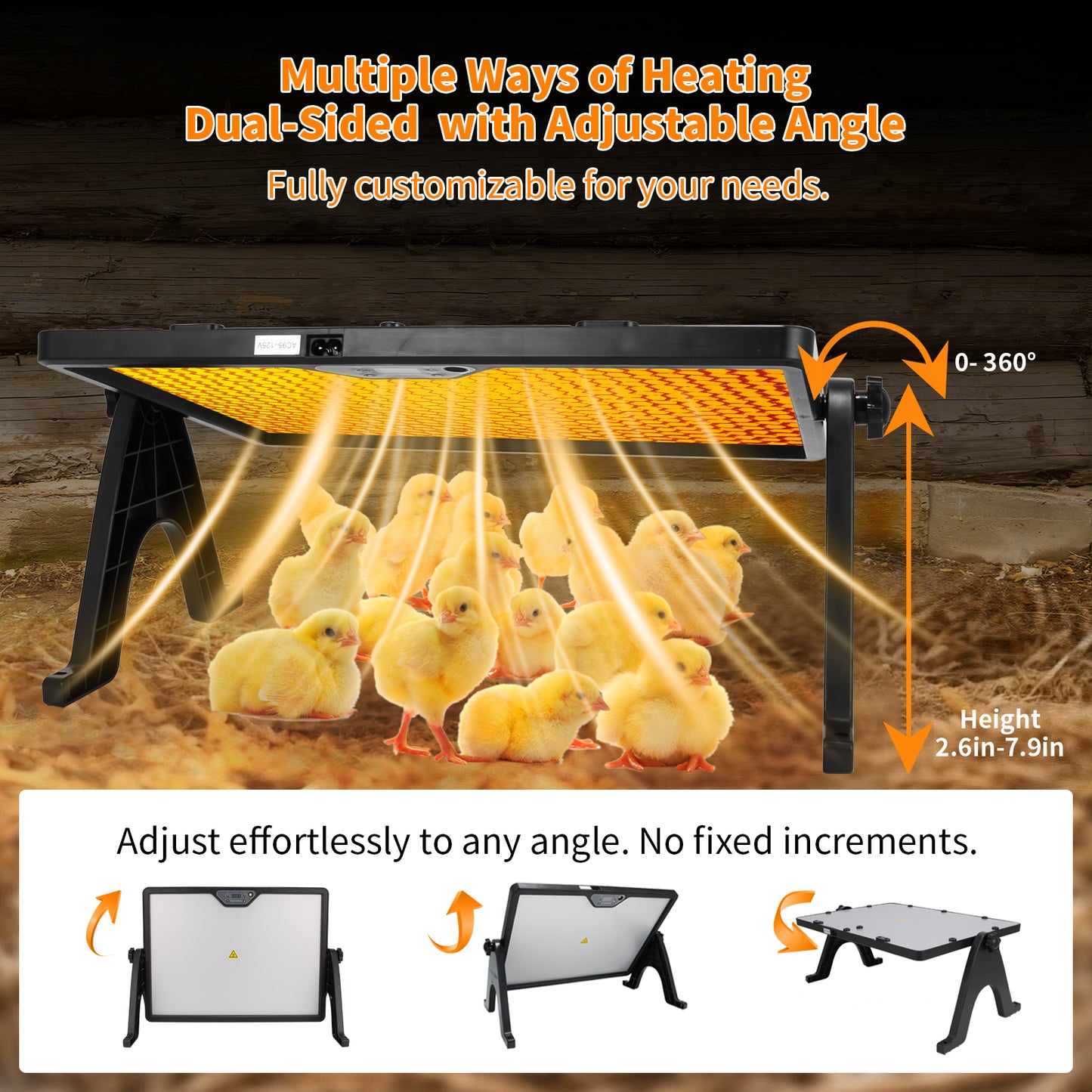 ZEMIRO CHARGE 180W Radiant Chicken Coop Heater Energy-Efficient Winter Heating, Safer Alternative to Brooder Lamps,Heater with 2 Heating Plates for Chick Kitten Puppy Pets Animals-Black