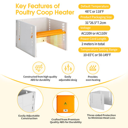 ZEMIRO CHARGE Chick Brooder Heating Plate with Adjustable Height and Angle, 10" x 10" Heating Plate, Digital Display with Adjustable Temperature, Ideal for Hatched Chickens and Ducklings