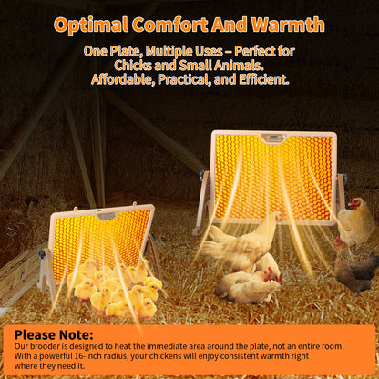ZEMIRO CHARGE 180W Radiant Chicken Coop Heater Energy-Efficient Winter Heating, Safer Alternative to Brooder Lamps,Heater with 2 Heating Plates for Chick Kitten Puppy Pets Animals-Brown