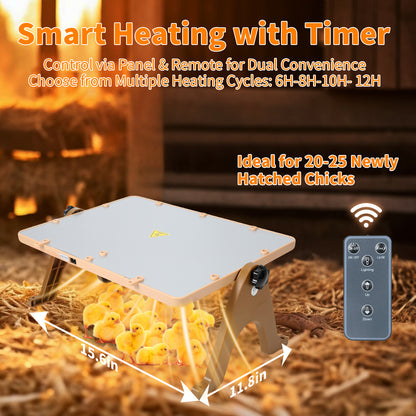 ZEMIRO CHARGE 180W Radiant Chicken Coop Heater Energy-Efficient Winter Heating, Safer Alternative to Brooder Lamps,Heater with 2 Heating Plates for Chick Kitten Puppy Pets Animals-Brown