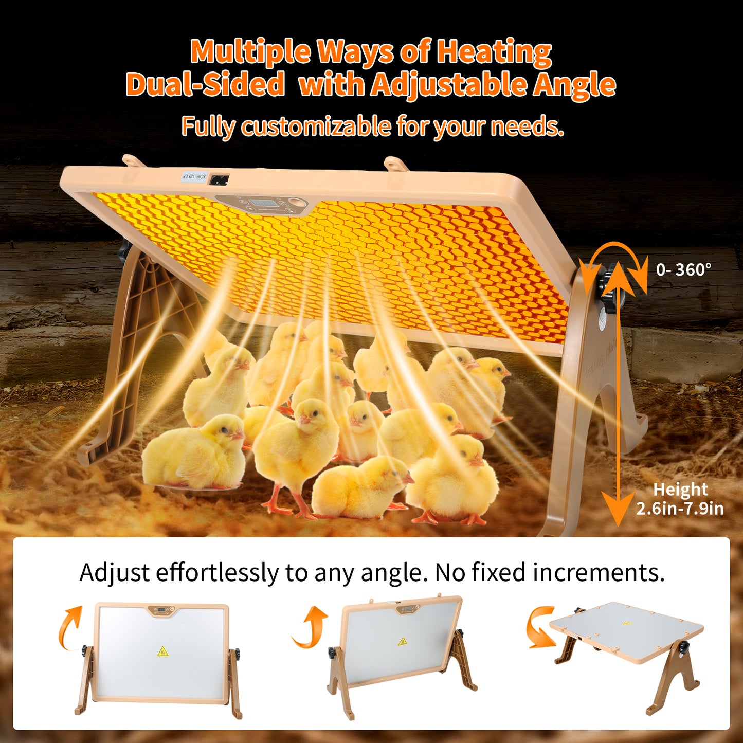 ZEMIRO CHARGE 180W Radiant Chicken Coop Heater Energy-Efficient Winter Heating, Safer Alternative to Brooder Lamps,Heater with 2 Heating Plates for Chick Kitten Puppy Pets Animals-Brown