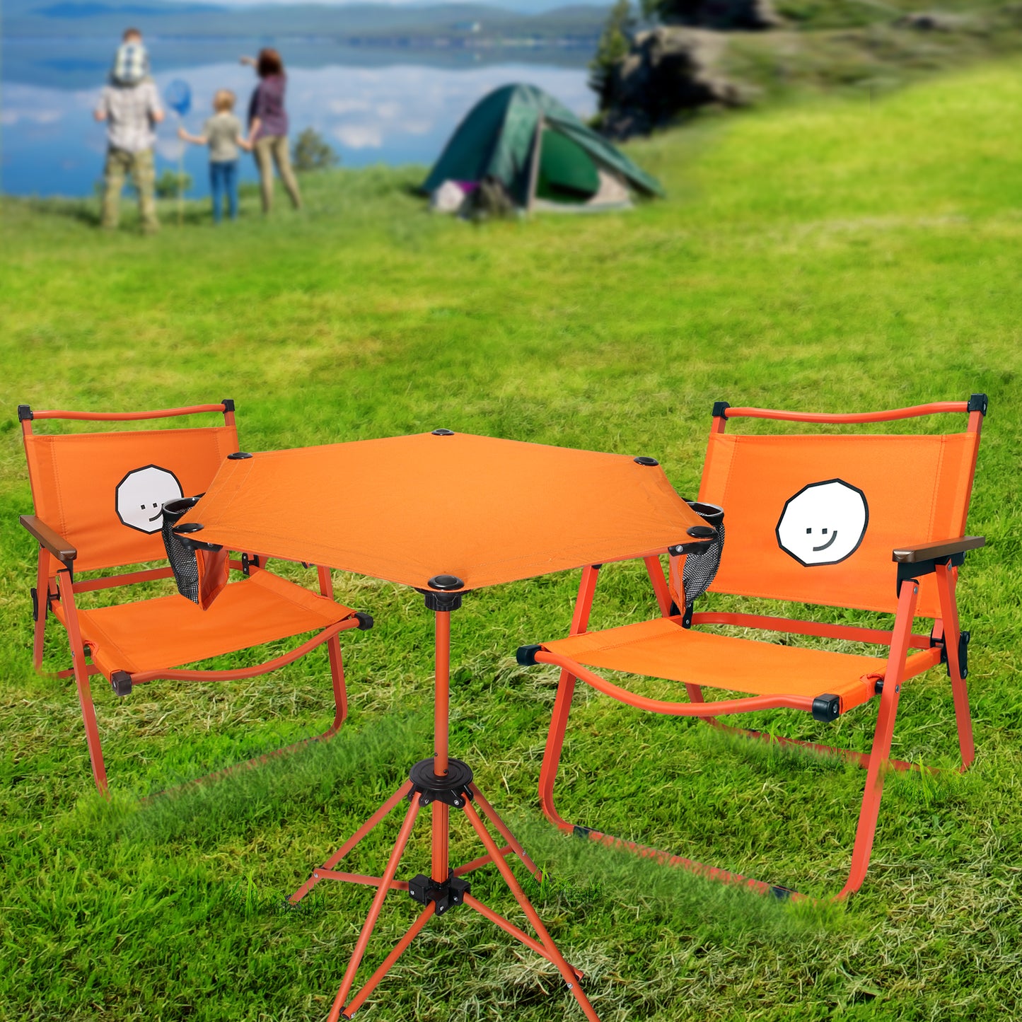 ZEMIRO CHARGE Portable Folding Camping Picnic Table with Cup Holders & Carrying Bag – Collapsible Outdoor Table for BBQ, Fishing, and Travel