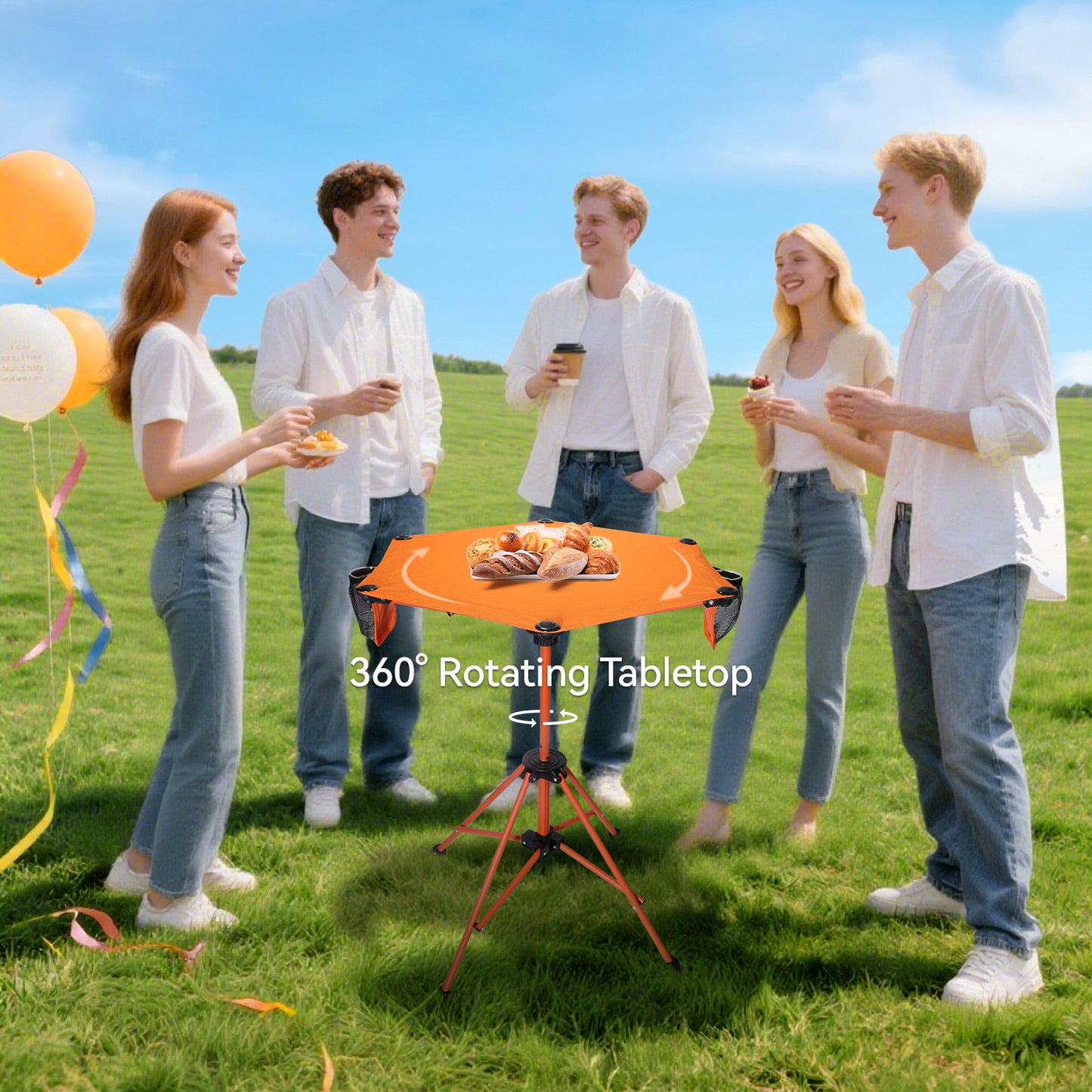 ZEMIRO CHARGE Portable Folding Camping Picnic Table with Cup Holders & Carrying Bag – Collapsible Outdoor Table for BBQ, Fishing, and Travel