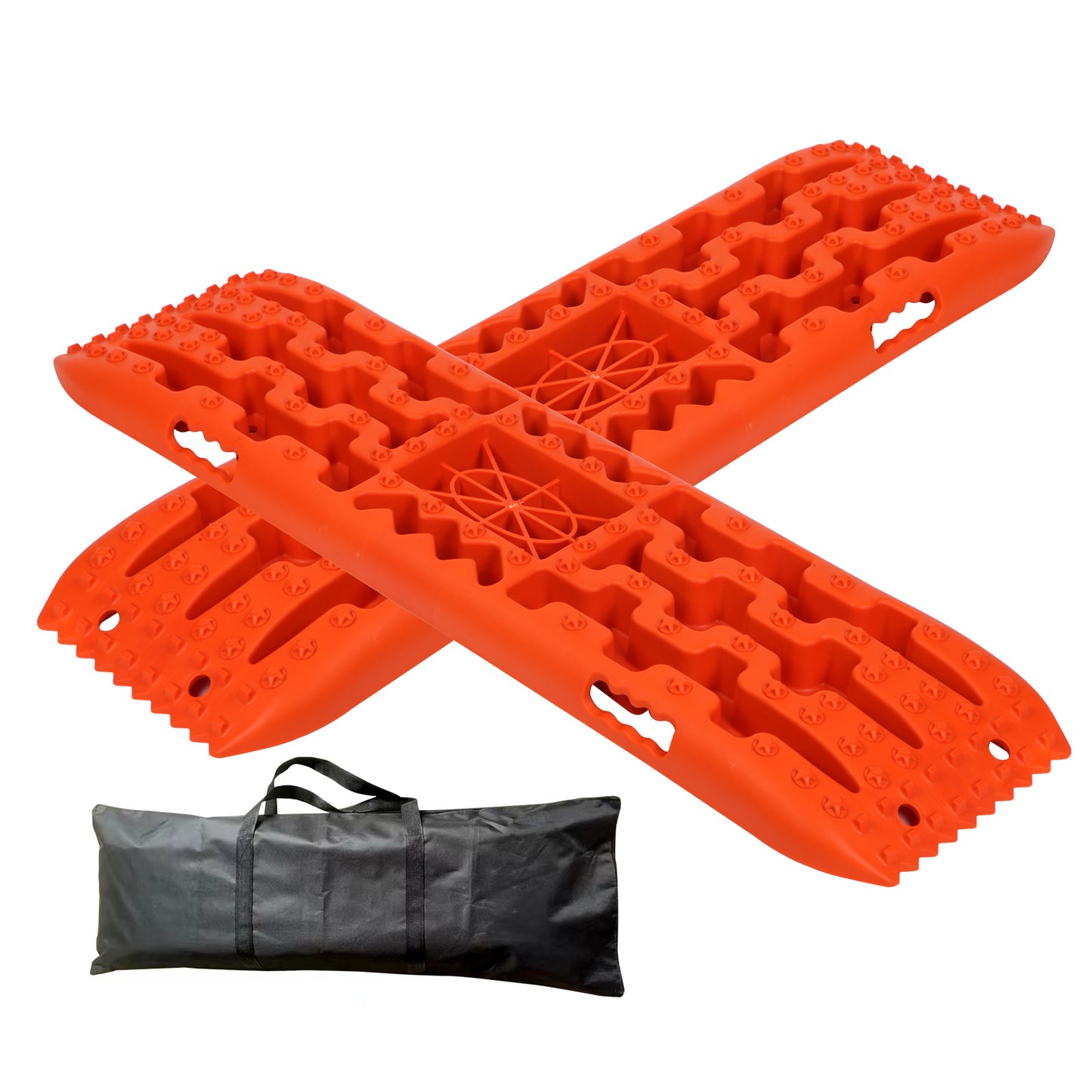 Off-Road Traction Boards with Jack Lift Base, 2Pcs Recovery Tracks for Sand, Mud, Snow Tracks - Tire Traction Pads for RV Truck 4X4 Jeep SUV Emergency Tire Traction (Orange)