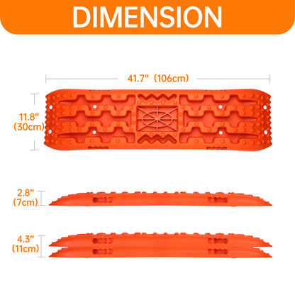 Off-Road Traction Boards with Jack Lift Base, 2Pcs Recovery Tracks for Sand, Mud, Snow Tracks - Tire Traction Pads for RV Truck 4X4 Jeep SUV Emergency Tire Traction (Orange)